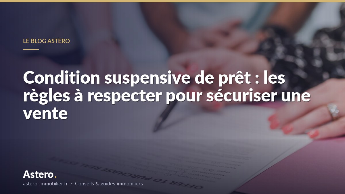 Condition suspensive de prêt : les règles à respecter pour sécuriser une vente